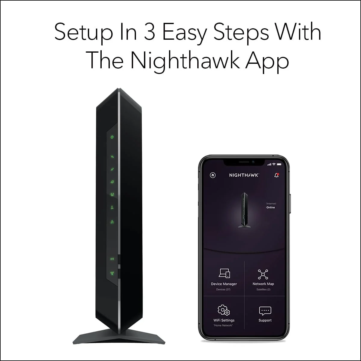مودم روتر کابلی وای فای NETGEAR Nighthawk AC1900 (24x8) DOCSIS 3.0 مدل C7000، تایید شده برای Xfinity از Comcast، Spectrum، Cox و غیره
