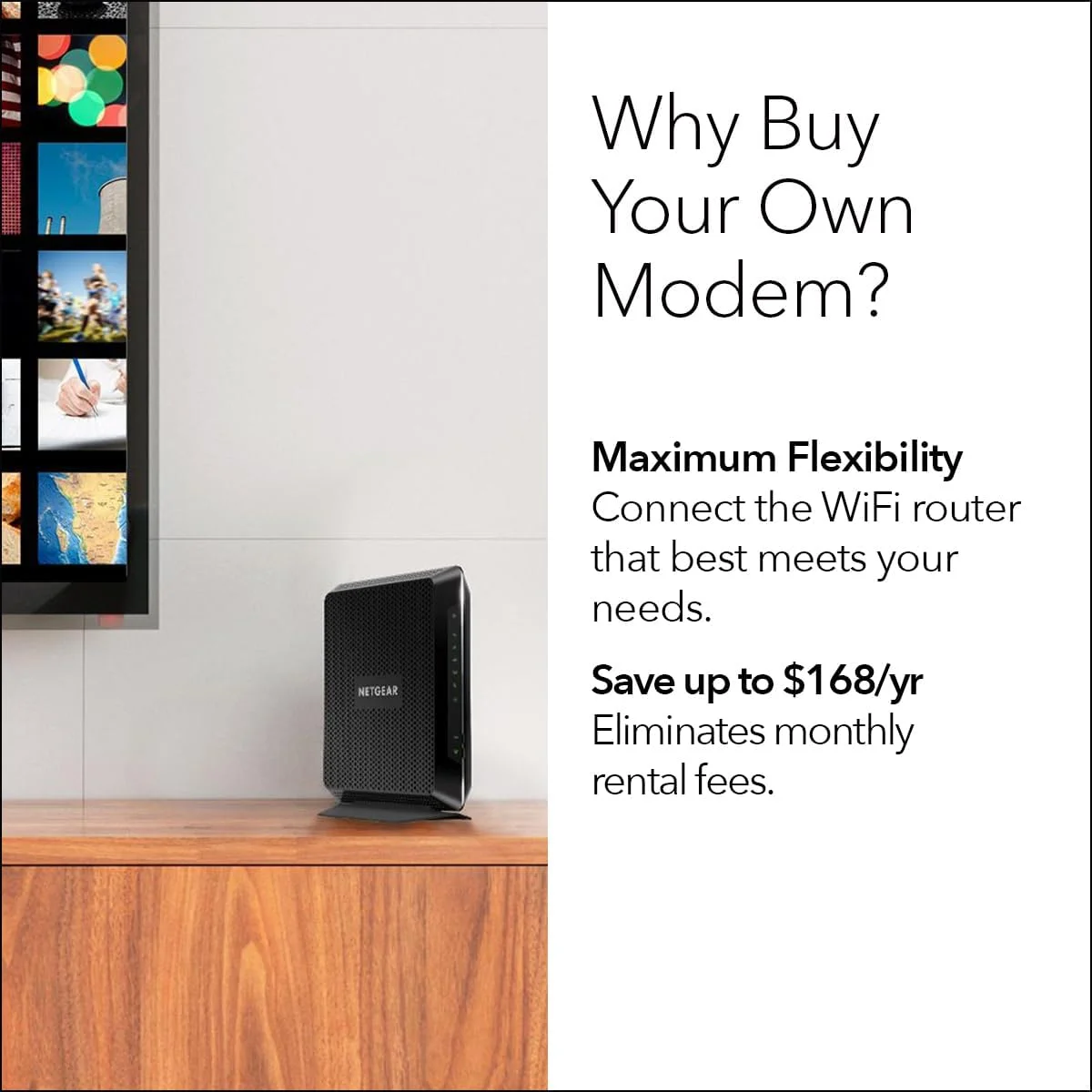 مودم روتر کابلی وای فای NETGEAR Nighthawk AC1900 (24x8) DOCSIS 3.0 مدل C7000، تایید شده برای Xfinity از Comcast، Spectrum، Cox و غیره
