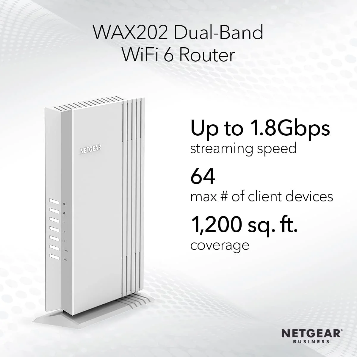 روتر گیگابیتی دو بانده وای فای 6 NETGEAR مدل (WAX202) - سرعت بی سیم AX1800 (تا 1.8 گیگابیت در ثانیه) | پوشش تا 1200 فوت مربع، 40 دستگاه