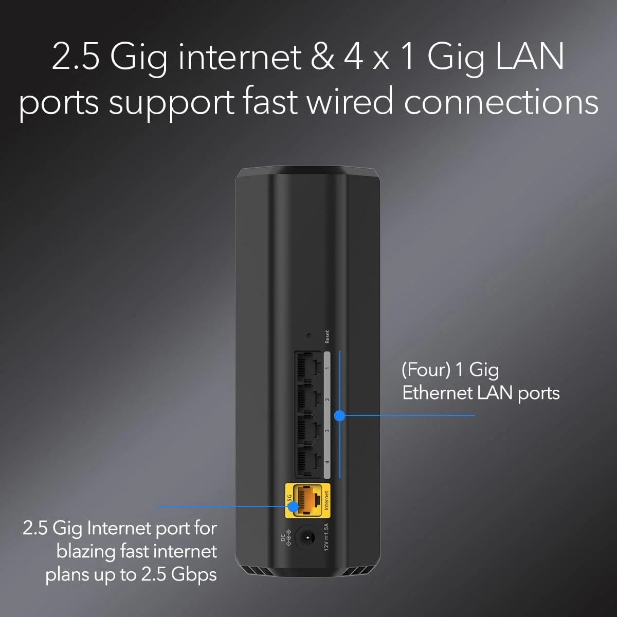 روتر وای فای 7 دو بانده NETGEAR Nighthawk (RS100) - ویژگی های امنیتی، سرعت بی سیم BE3600 (تا 3.6 گیگابیت در ثانیه) - پوشش تا 2000 فوت مربع، 50 دستگاه - پورت اینترنت 2.5 گیگ