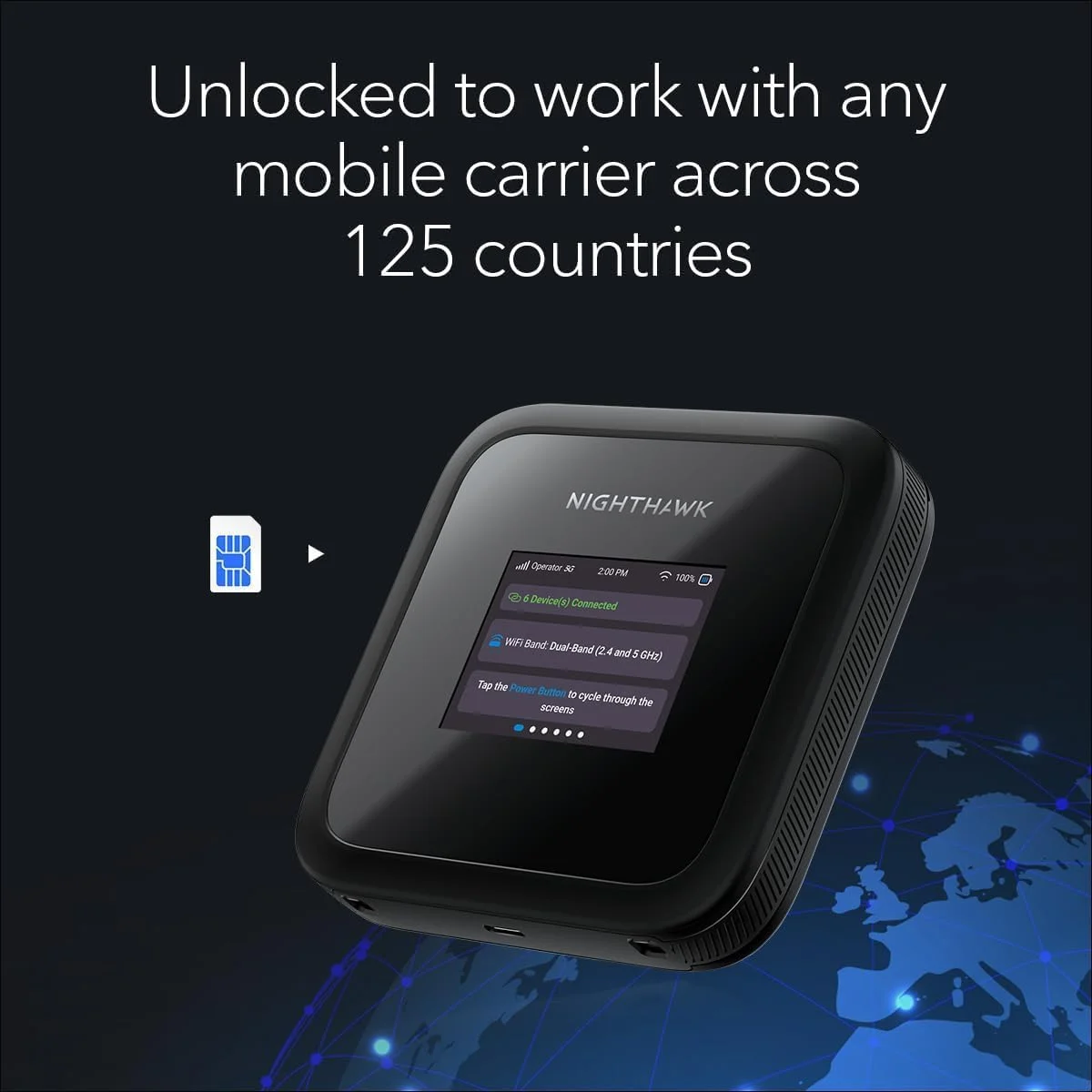 نت گیر نایت هاوک M3 | روتر 5G با اسلات سیم کارت آنلاک شده | هات اسپات وای فای قابل حمل برای شخصی/تجاری، 5G و 4G MiFi، وای فای 6، تا 32 دستگاه، تا 2.5 گیگابیت بر ثانیه (MH3150) نت گیر نایت هاوک M3 | روتر 5G با اسلات سیم کارت آنلاک شده | هات اسپات وای فای قابل حمل برای شخصی/تجاری، 5G و 4G MiFi، وای فای 6، تا 32 دستگاه، تا 2.5 گیگابیت بر ثانیه (MH3150)