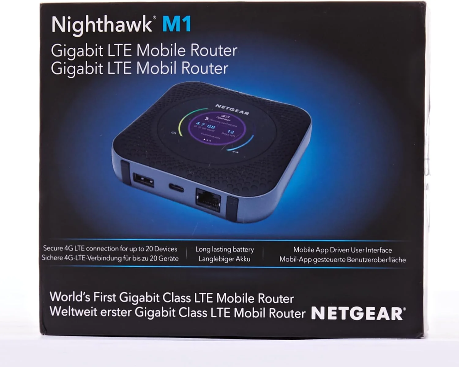 روتر هات اسپات موبایل 4G LTE نت گیر Nighthawk MR1100-100EUS، Cat 16، LTE کلاس گیگابیتی، وای فای دو بانده، باتری 5040 میلی آمپر ساعتی