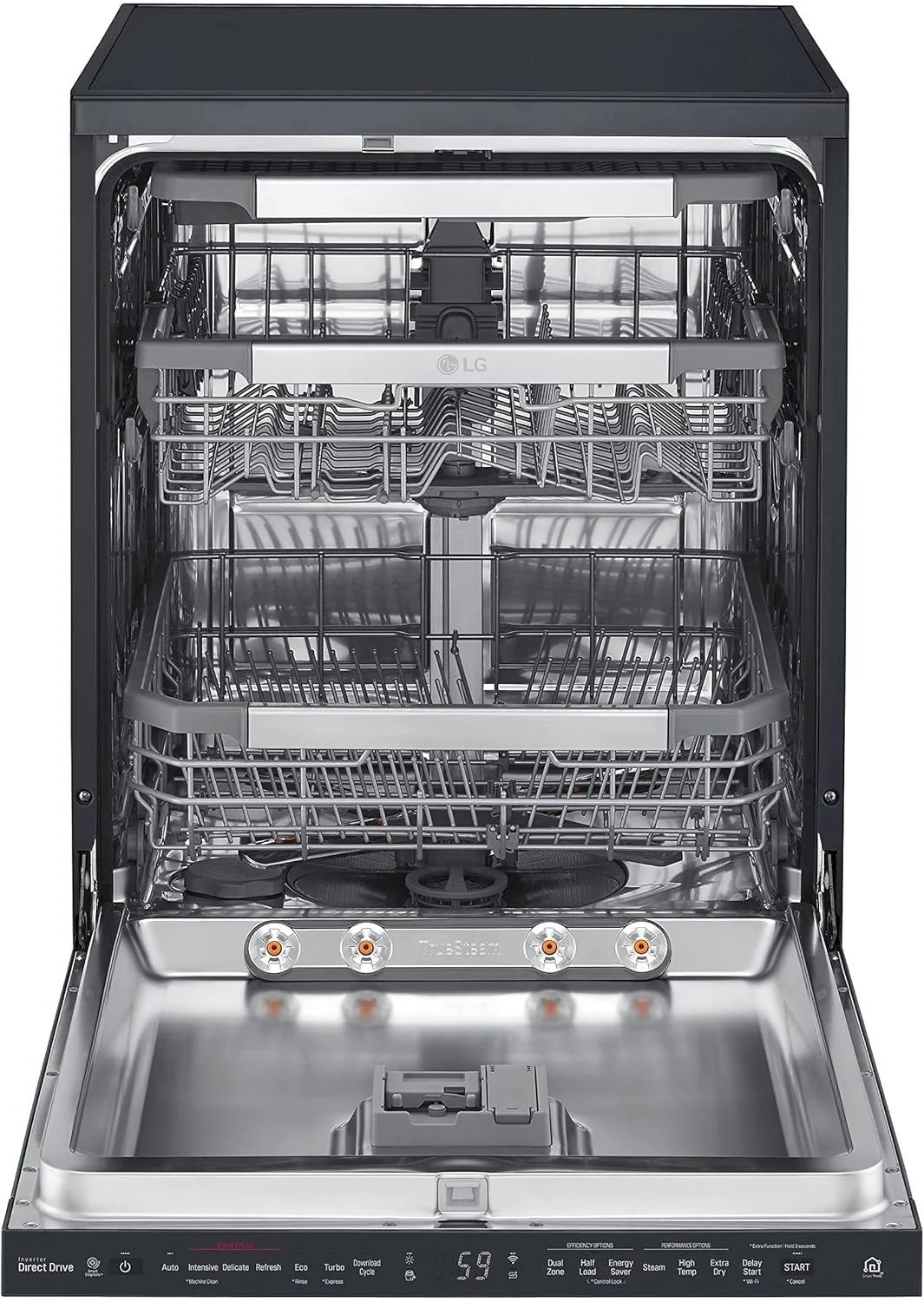 ماشین ظرفشویی ال جی با ظرفیت 14 نفره، 3 سبد، Quad Wash Premium، بخارشور True Steam و موتور Inverter Direct Drive، مشکی مات ماشین ظرفشویی ال جی با ظرفیت 14 نفره، 3 سبد، Quad Wash Premium، بخارشور True Steam و موتور Inverter Direct Drive، مشکی مات