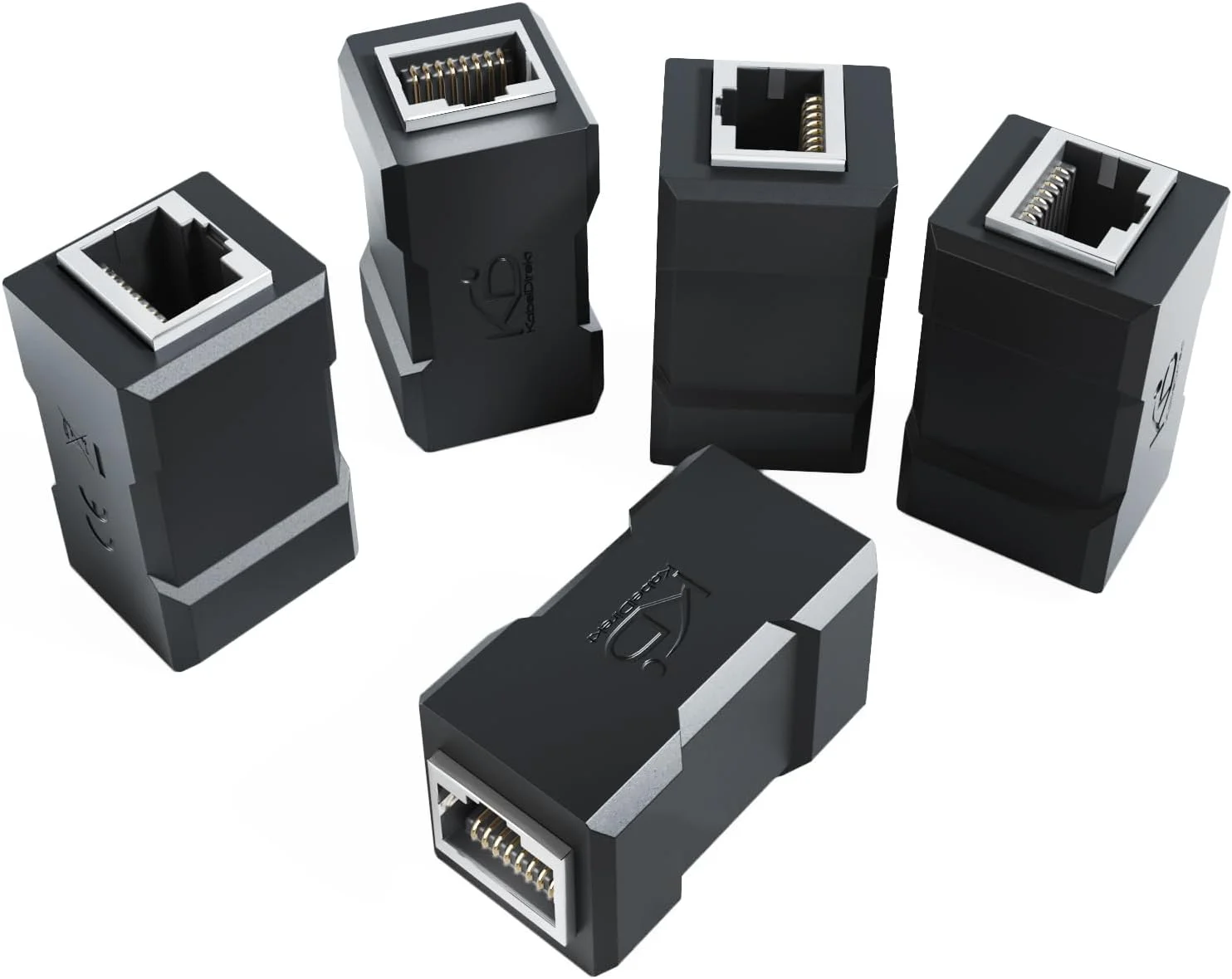 کوپلر RJ45 با شیلد اضافی - اتصال دهنده کابل شبکه و توسعه دهنده کابل اترنت (دو جک RJ45، راه آسان برای اتصال/توسعه کابل های اترنت، CAT 7 برای حداکثر 10 گیگابیت بر ثانیه، مشکی) - توسط CableDirect (پنج عدد)