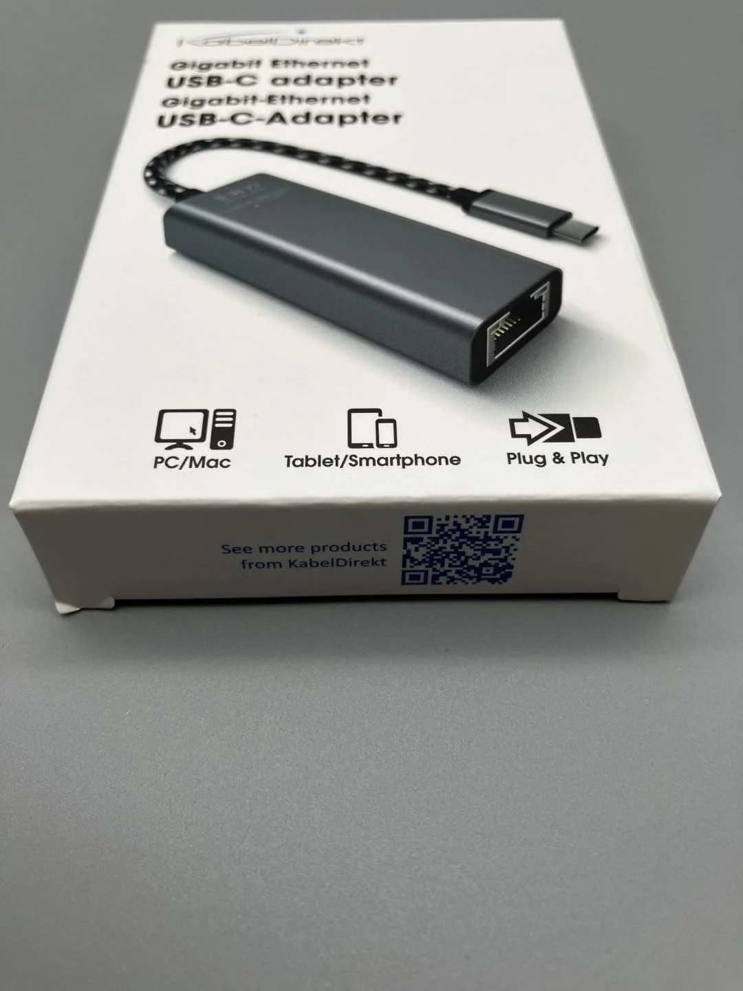 آداپتور USB C به اترنت با بدنه فلزی مقاوم در برابر شکستگی (USB-C نر به RJ45 LAN ماده، اتصال شبکه/اینترنت پایدار برای نوت بوک/MacBook/تبلت با سرعت 1 گیگابیت بر ثانیه، کابل 10 سانتی متری) توسط CableDirect