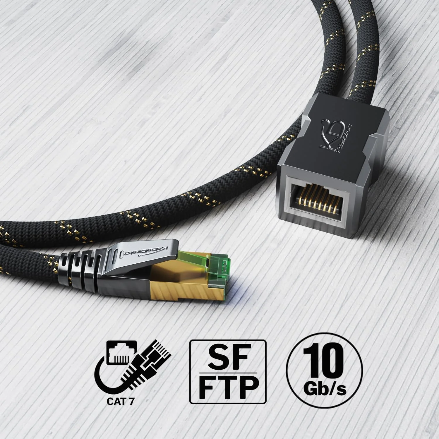 کابل افزایش طول اترنت با طراحی ضد شکستگی و بافت محافظ - 3 متری (کابل اترنت CAT 7 نر به ماده، کابل های شبکه را با سرعت انتقال کامل افزایش می دهد - 10 گیگابیت بر ثانیه، محافظ SF/FTP) - CableDirect