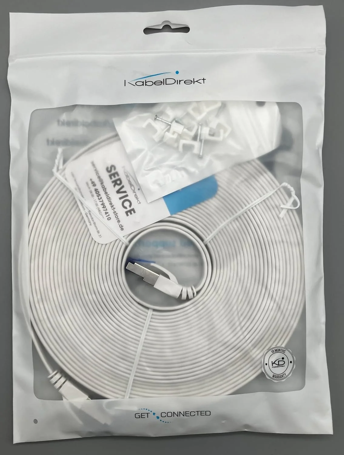 کابل اترنت Cat 7 تخت با طراحی ضد شکستگی، کابل اینترنت/LAN - 10 متری (حداکثر سرعت فیبر نوری 10 گیگابیت بر ثانیه، بسیار انعطاف پذیر و مناسب برای نصب دائمی، RJ45، سفید) - توسط CableDirect