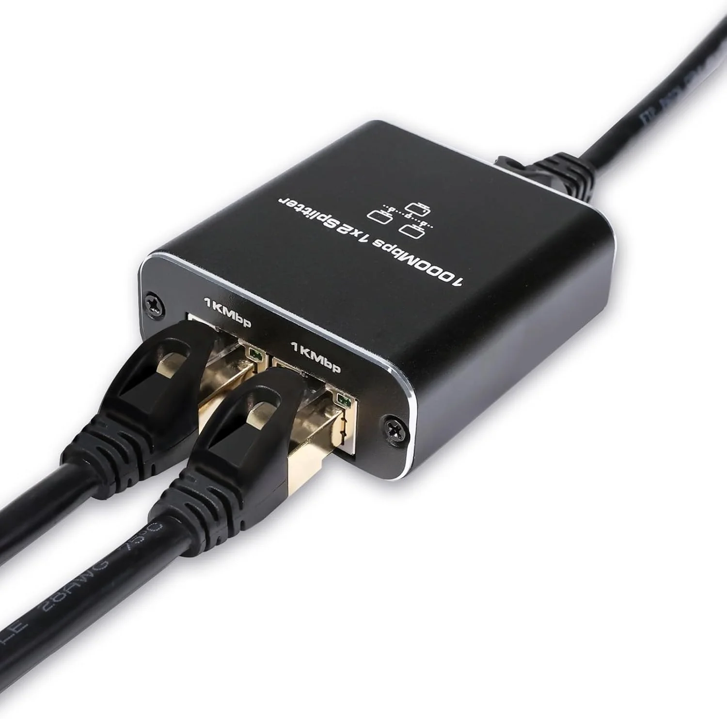 اسپلیتر اترنت RJ45 کیو اس اف پی تک 1000 مگابیت بر ثانیه 1 به 2 (شبکه همزمان 2 دستگاه)، با کابل برق USB Type C، برای کابل Cat6/7/8