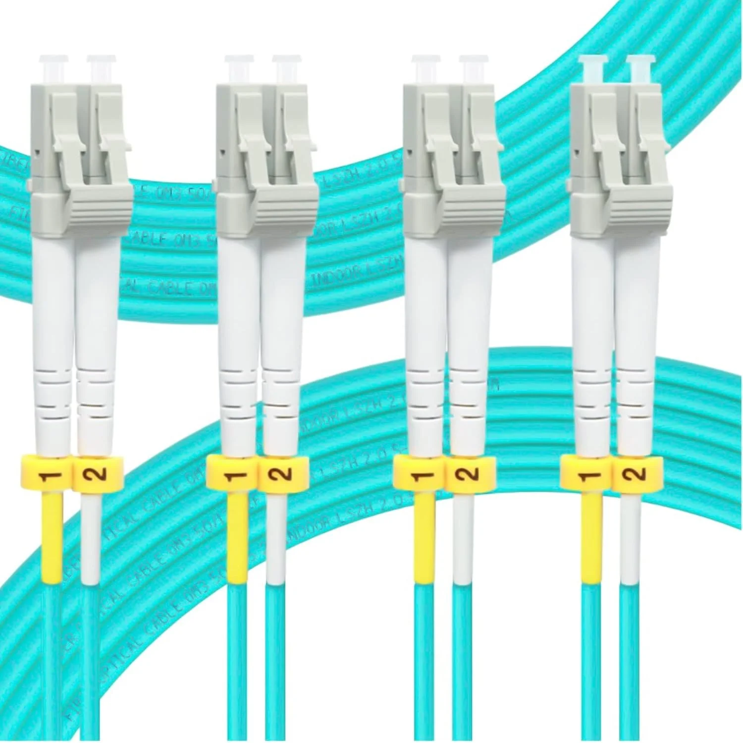 کابل فیبر نوری QSFPTEK OM3 LC به LC، فیبر نوری چند حالته 10 گیگابایتی دوبلکس LC-LC 50/125um، سیم LSZH 4 متری (13.28 فوت)، بسته 4 عددی