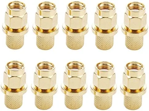 کابل های کامپیوتر CHENCHUAN، 10 عدد کانکتور RF SMA نر با روکش طلا برای کابل RG58 / RG400 / RG142 / LMR195، آنتن شبکه وای فای