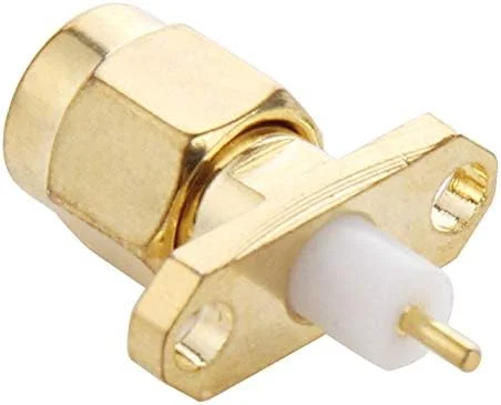 کابل های کامپیوتر CHENCHUAN 10 عدد SMA نر با روکش طلا، اتصال دهنده لحیم کاری دی الکتریک کوتاه نصب شده روی پنل 2 سوراخ، آداپتور آنتن شبکه وای فای