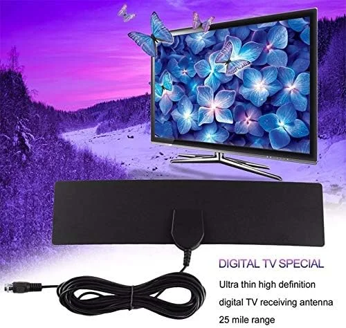 آنتن تلویزیون داخلی دیجیتال HDTV با برد 80 مایل و تقویت کننده 28dBi مدل CHENCHUAN به همراه کابل کواکسیال 4 متری
