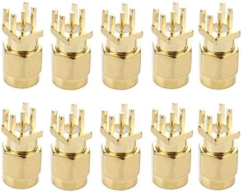 کابل های کامپیوتر CHENCHUAN 10 عددی SMA نر جک سوکت PCB Edge Mount لحیم کاری 0.62 اینچ آداپتور اتصال RF آنتن شبکه وای فای با روکش طلا
