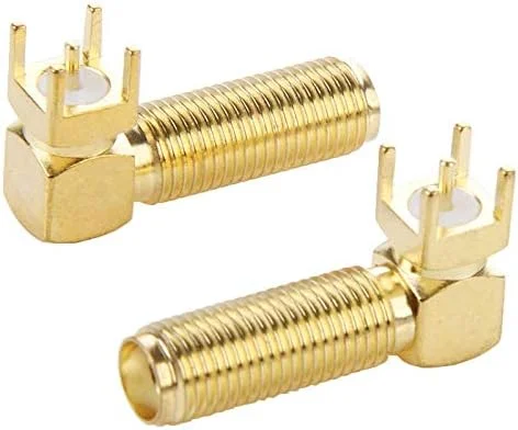 کابل های کامپیوتر CHENCHUAN، 10 عدد کانکتور SMA مادگی با زاویه قائمه 90 درجه روکش طلا، نصب پنل PCB، آداپتور اتصال مربع 4.0 میلی متری آنتن شبکه وای فای