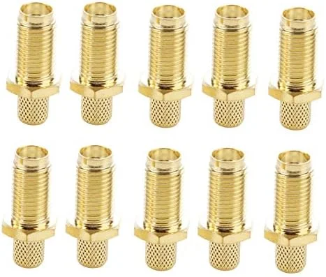 کابل های کامپیوتر CHENCHUAN، 10 عدد کانکتور آداپتور RF کریمپ RP-SMA مادگی با روکش طلا برای کابل RG58 / RG400 / RG142 / LMR195 آنتن شبکه وای فای