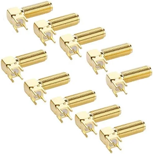 کابل های کامپیوتر CHENCHUAN، 10 عدد کانکتور SMA مادگی با زاویه راست 90 درجه، نصب پنل PCB، مربع 4.0 میلی متری، آداپتور آنتن شبکه وای فای با روکش طلا
