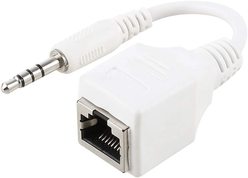 CHENCHUAN لوازم جانبی صوتی خانگی CAT5 RJ45 سوکت به پلاگین نر 3.5 میلی متری 4 پل آداپتور شبکه اترنت LAN صوتی، طول کل: حدود 13 سانتی متر کابل AUX آداپتور کابل صوتی