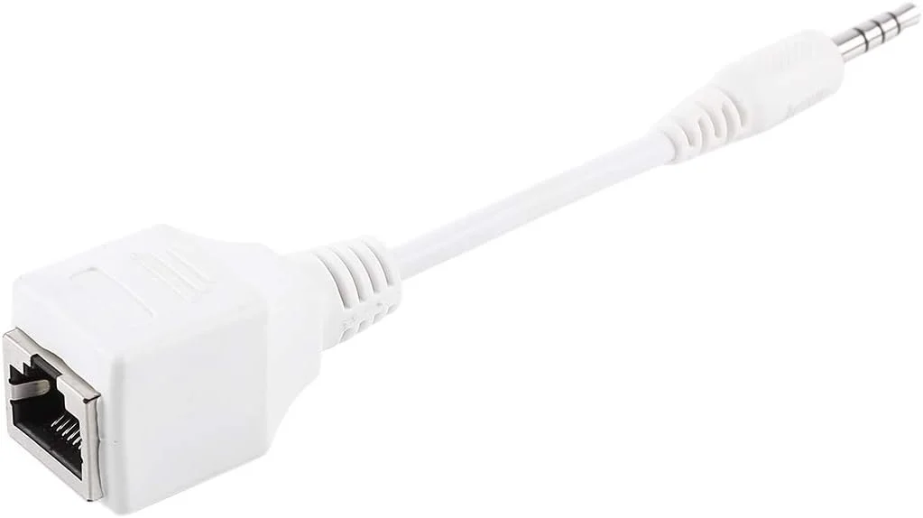 CHENCHUAN لوازم جانبی صوتی خانگی CAT5 RJ45 سوکت به پلاگین نر 3.5 میلی متری 4 پل آداپتور شبکه اترنت LAN صوتی، طول کل: حدود 13 سانتی متر کابل AUX آداپتور کابل صوتی