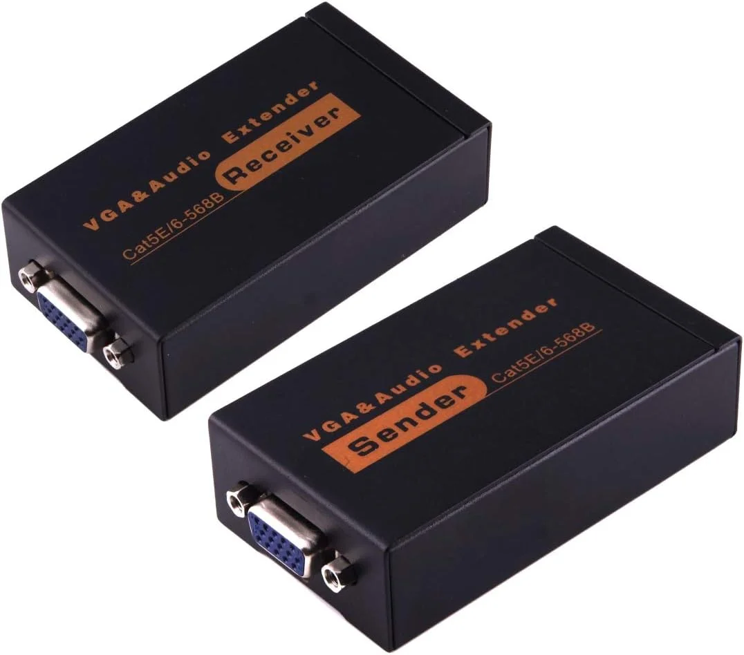 CHENCHUAN لوازم جانبی کامپیوتر VGA و توسعه دهنده صدا 1920x1440 HD 100m Cat5e / 6-568B آداپتور فرستنده گیرنده کابل شبکه (سیاه) کابل VGA (رنگ: سیاه)