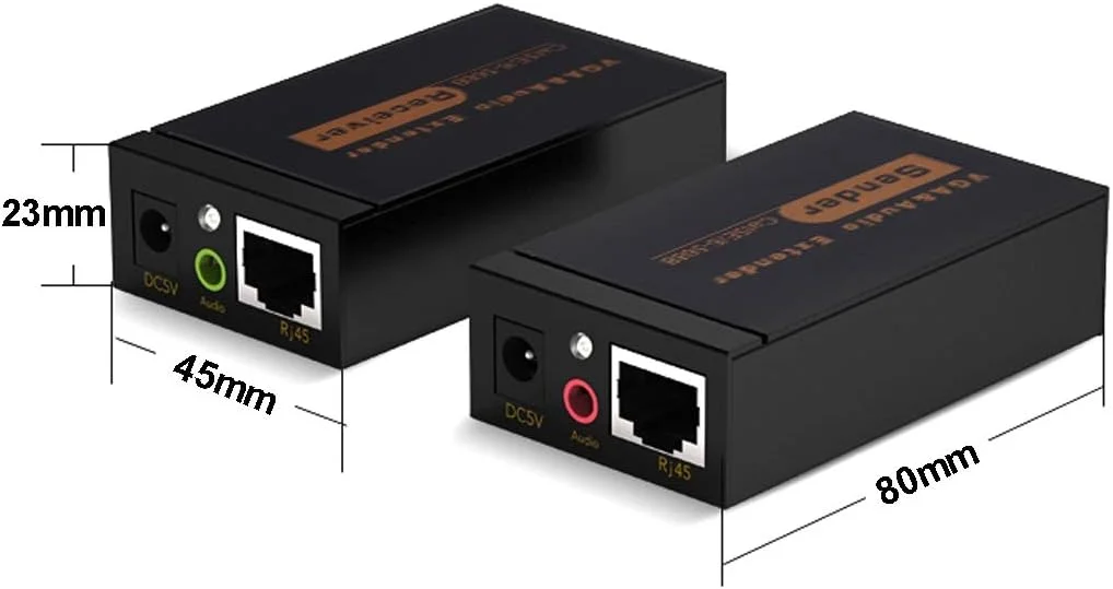 CHENCHUAN لوازم جانبی کامپیوتر VGA و توسعه دهنده صدا 1920x1440 HD 100m Cat5e / 6-568B آداپتور فرستنده گیرنده کابل شبکه (سیاه) کابل VGA (رنگ: سیاه)
