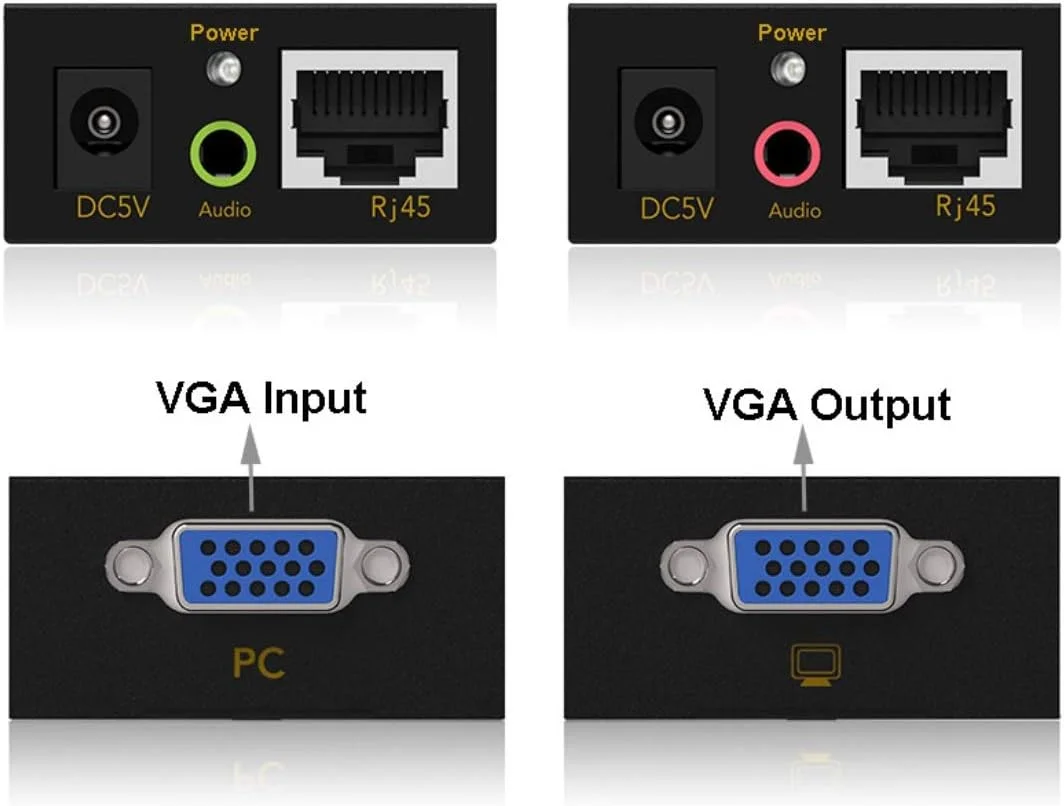 CHENCHUAN لوازم جانبی کامپیوتر VGA و توسعه دهنده صدا 1920x1440 HD 100m Cat5e / 6-568B آداپتور فرستنده گیرنده کابل شبکه (سیاه) کابل VGA (رنگ: سیاه)