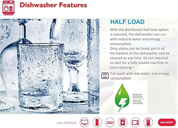 ماشین ظرفشویی ایستاده شارپ با ظرفیت 12 نفره، 6 برنامه شستشو، نقره ای - QW-MB612-SS - 1 سال گارانتی ماشین ظرفشویی ایستاده شارپ با ظرفیت 12 نفره، 6 برنامه شستشو، نقره ای - QW-MB612-SS - 1 سال گارانتی