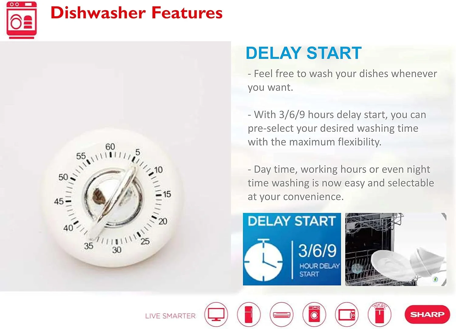 ماشین ظرفشویی ایستاده شارپ با 6 برنامه و ظرفیت 12 نفره، سفید - QW-MB612-WH3 ماشین ظرفشویی ایستاده شارپ با 6 برنامه و ظرفیت 12 نفره، سفید - QW-MB612-WH3