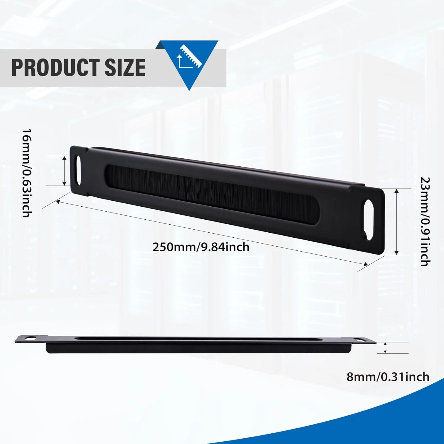 پنل مدیریت کابل رک مونت فلزی مشکی GeeekPi 0.5U با نوار برس برای DeskPi RackMate T1 و رک سرور یا کابینت شبکه