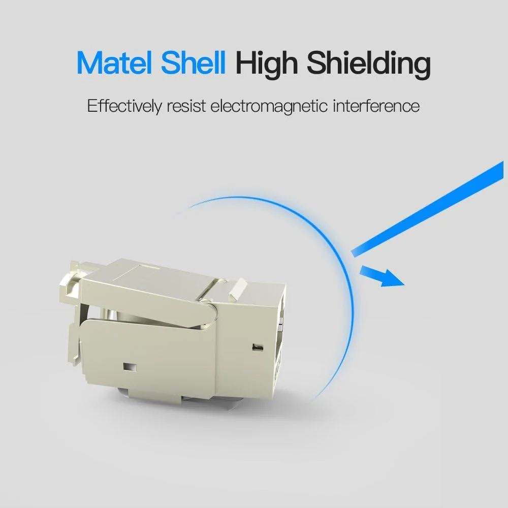 جک کیستون RJ45 ونتون، سوکت شبکه Cat7 Cat6 Cat5، بدنه فلزی با محافظ بالا (بسته 5 عددی)