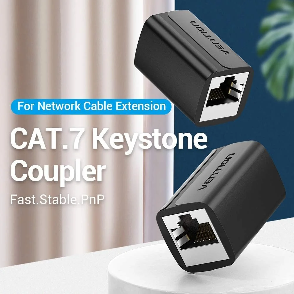 کوپلر RJ45 ونشن 10Gbps محافظت شده توسعه دهنده اترنت FTP آداپتور توسعه دهنده کابل اترنت 100M اتصال دهنده کابل اترنت کوپلر خطی مادگی به مادگی (کوپلر Cat.7، بسته 10 عددی)