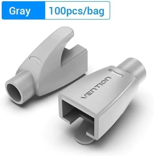 کاور RJ45 اترنت ونتیون نوع PVC، محافظ کابل شبکه اترنت CAT5 CAT5E CAT6 CAT6E (بسته 100 عددی، خاکستری)