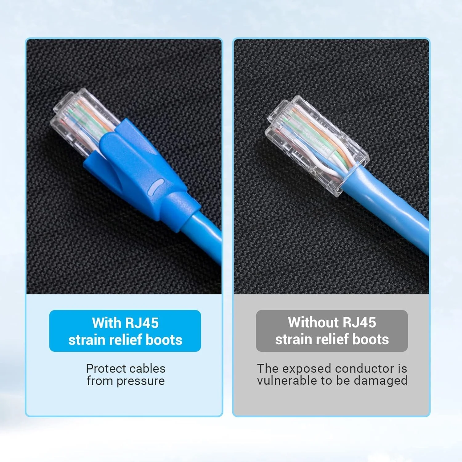 کاور RJ45 اترنت ونتیون نوع PVC، محافظ کابل شبکه اترنت CAT5 CAT5E CAT6 CAT6E (بسته 100 عددی، خاکستری)