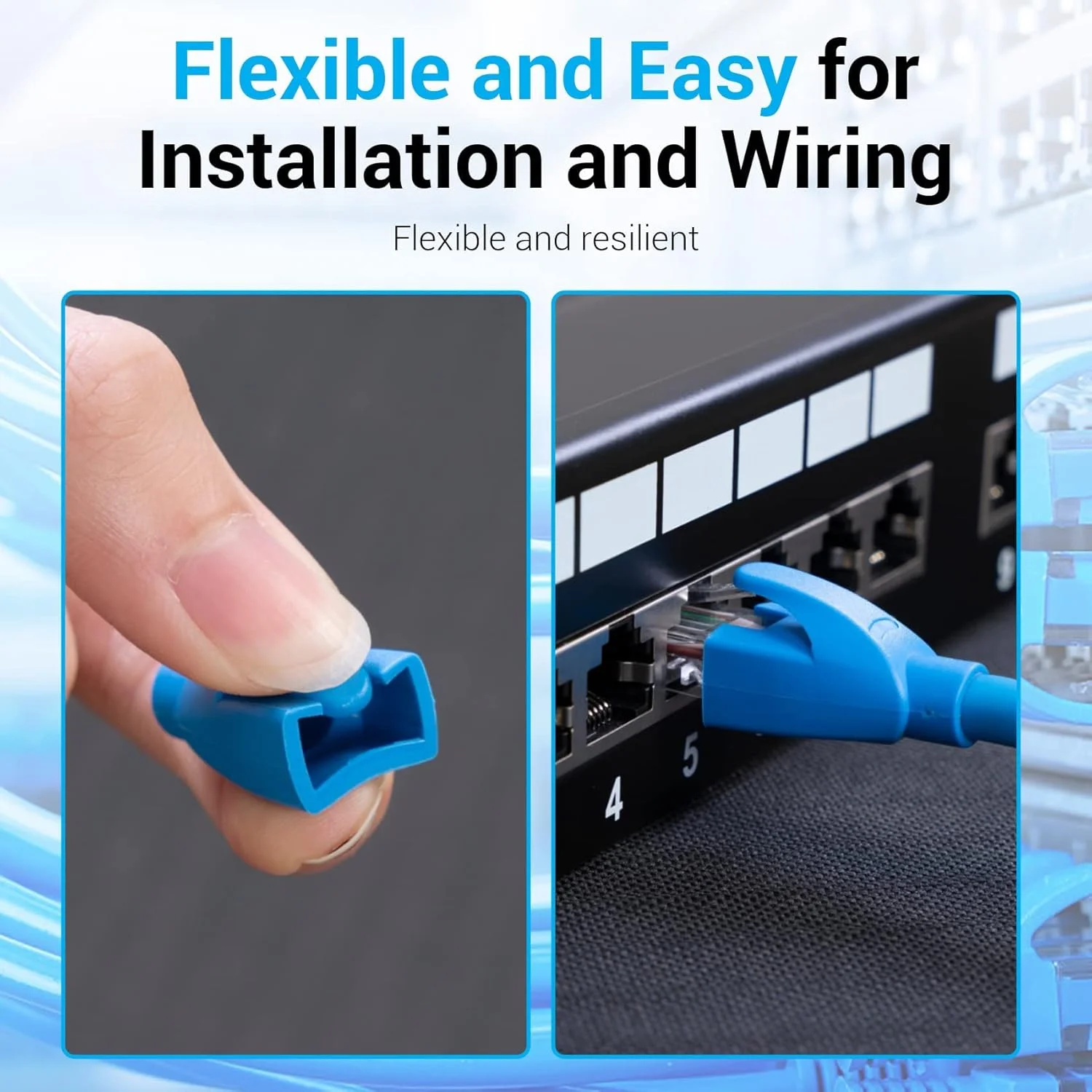 کاور RJ45 اترنت ونتیون نوع PVC، محافظ کابل شبکه اترنت CAT5 CAT5E CAT6 CAT6E (بسته 100 عددی، خاکستری)