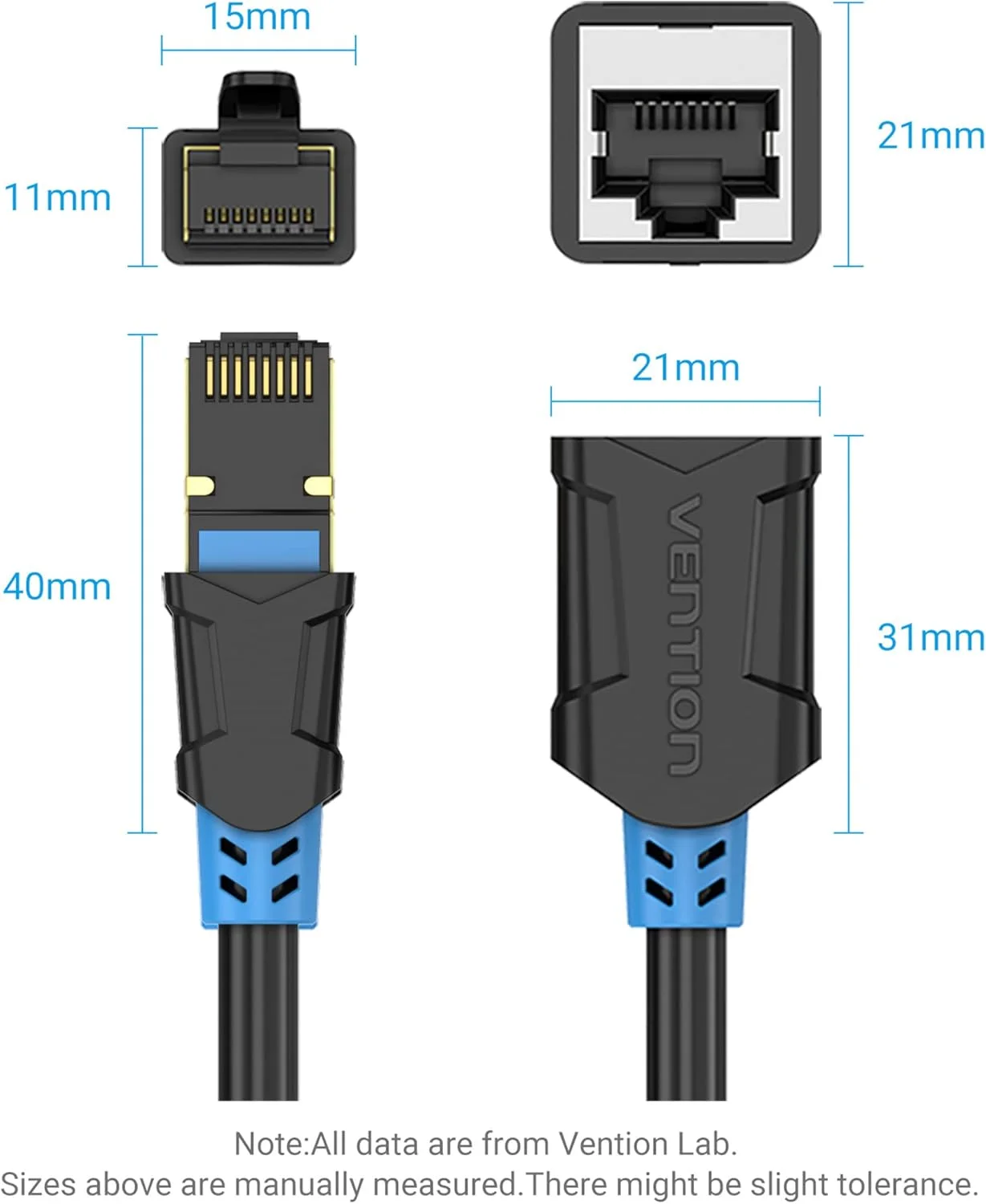 کابل افزایش طول اترنت VENTION Cat 6، طول 3 متر، کابل افزایش طول Cat6 RJ45 نر به ماده، کابل شبکه شیلددار، کانکتور LAN کامپیوتر، کابل پچ SSTP