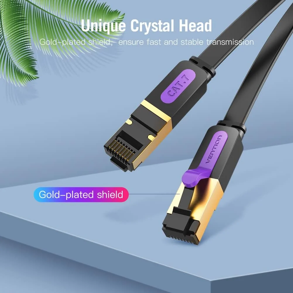 کابل افزایش طول اترنت RJ45 Cat7، کابل افزایش طول شبکه اترنت VENTION Cat7، کابل پچ افزایش طول RJ45 محافظ دار نر به مادگی (5 متر/16 فوت)