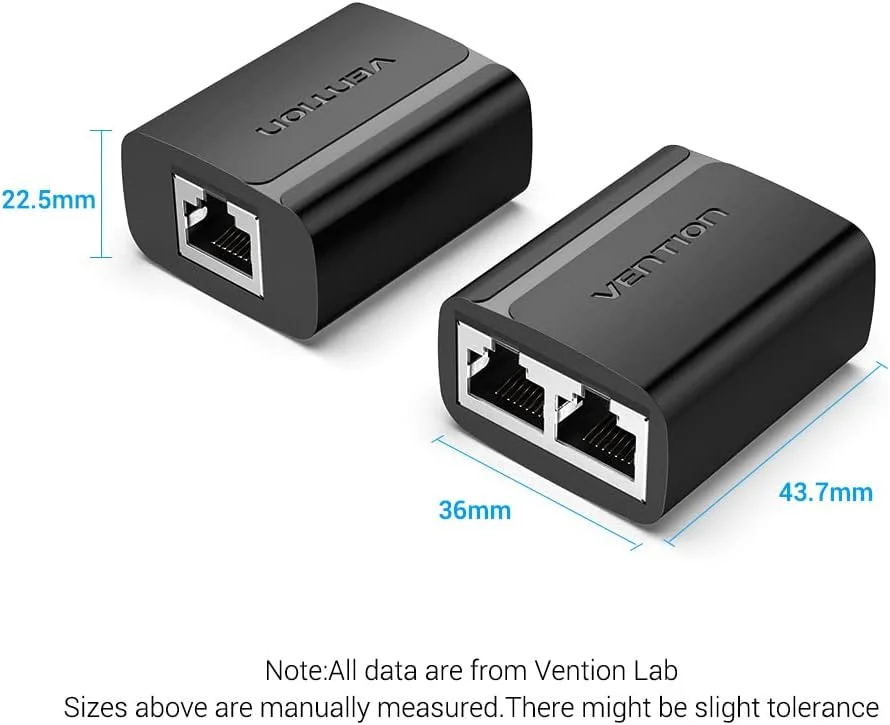 Vention بسته 2 عددی توسعه دهنده کابل اترنت 1 به 2 آداپتور اسپلیتر RJ45 با سرعت 100 مگابیت در ثانیه تا فاصله انتقال 100 متر، برای دسترسی همزمان به روتر، رایانه شخصی، دوربین POE، جعبه تلویزیون به یک جفت نیاز دارد.