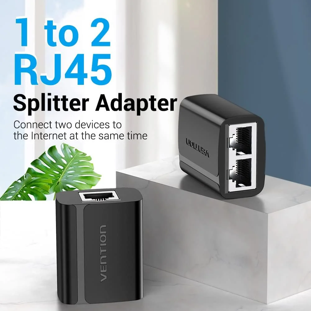Vention بسته 2 عددی توسعه دهنده کابل اترنت 1 به 2 آداپتور اسپلیتر RJ45 با سرعت 100 مگابیت در ثانیه تا فاصله انتقال 100 متر، برای دسترسی همزمان به روتر، رایانه شخصی، دوربین POE، جعبه تلویزیون به یک جفت نیاز دارد.