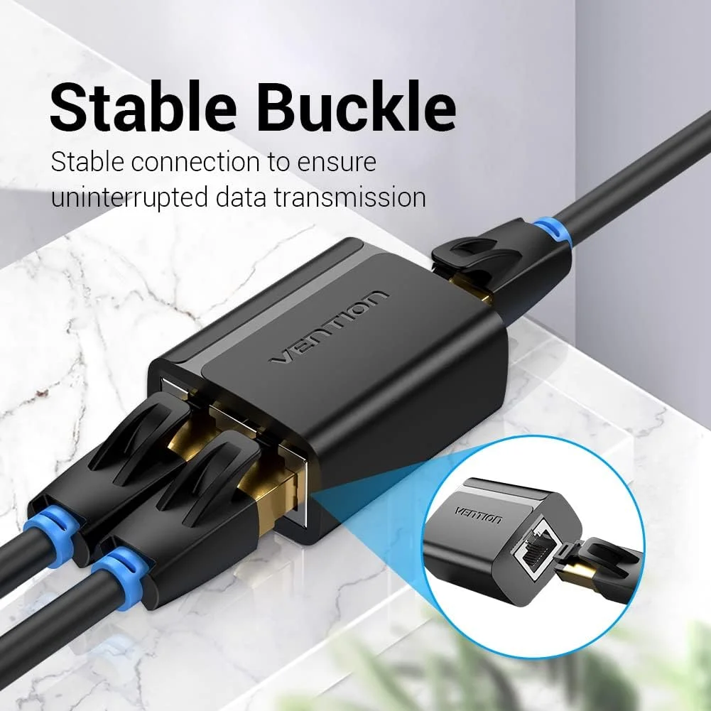 Vention بسته 2 عددی توسعه دهنده کابل اترنت 1 به 2 آداپتور اسپلیتر RJ45 با سرعت 100 مگابیت در ثانیه تا فاصله انتقال 100 متر، برای دسترسی همزمان به روتر، رایانه شخصی، دوربین POE، جعبه تلویزیون به یک جفت نیاز دارد.