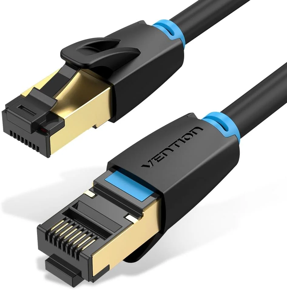 کابل شبکه اترنت VENTION، کابل پچ LAN Cat 8 RJ45 SFTP سیم زوج به هم تابیده پشتیبانی از سرعت بالا 25 گیگابیت بر ثانیه 2000 مگاهرتز برای سوئیچ، مودم، روتر، کامپیوتر، پچ پنل، PS4، Xbox، دوربین وب مرکز داده (10 متر)