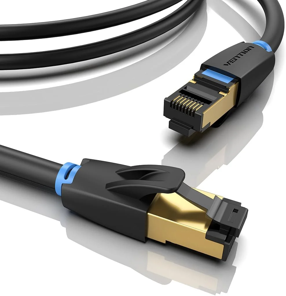 کابل شبکه اترنت VENTION، کابل پچ LAN Cat 8 RJ45 SFTP سیم زوج به هم تابیده پشتیبانی از سرعت بالا 25 گیگابیت بر ثانیه 2000 مگاهرتز برای سوئیچ، مودم، روتر، کامپیوتر، پچ پنل، PS4، Xbox، دوربین وب مرکز داده (10 متر)