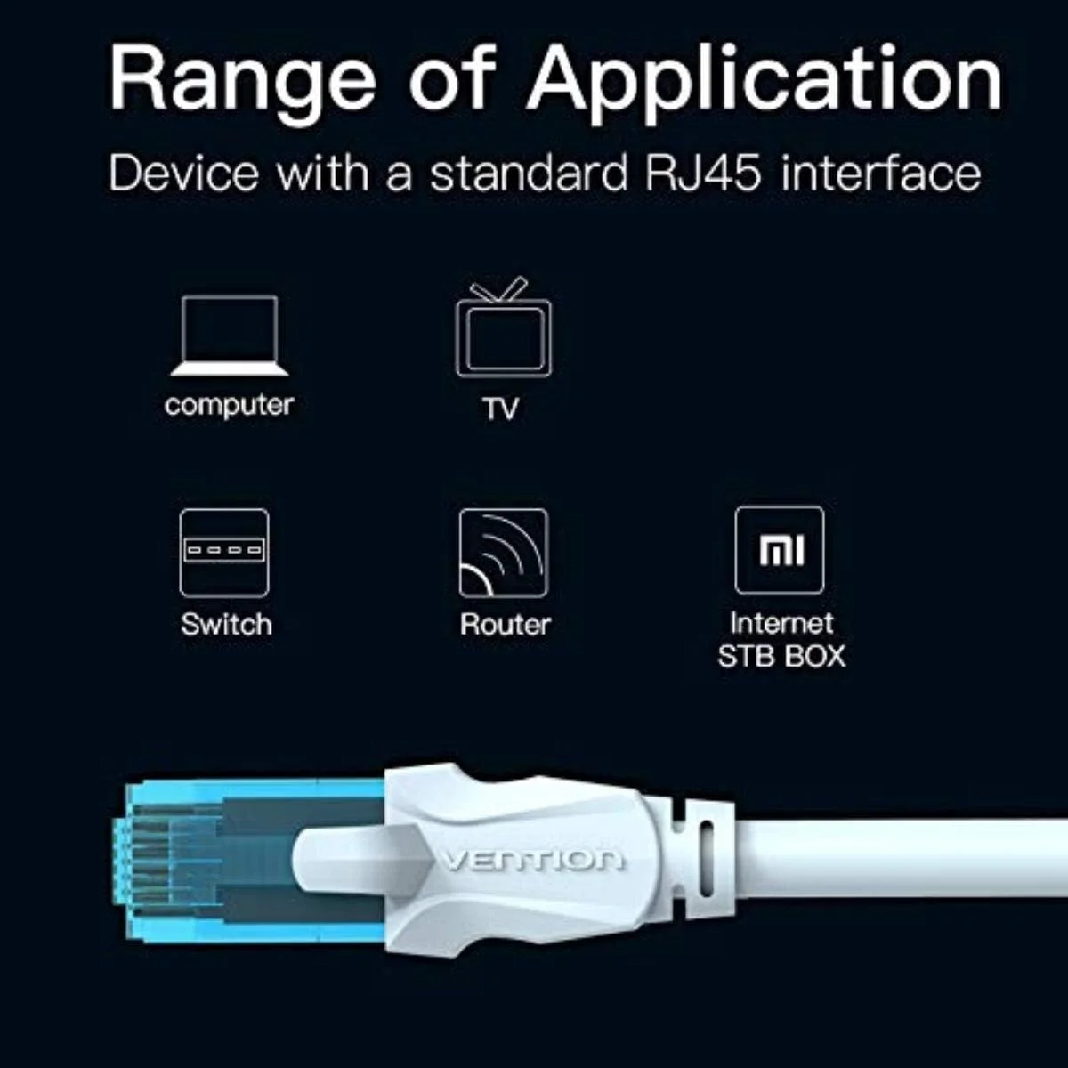 کابل شبکه VENTION دسته 6 UTP مدل VAP-A10-S1000 مشکی 10 متری