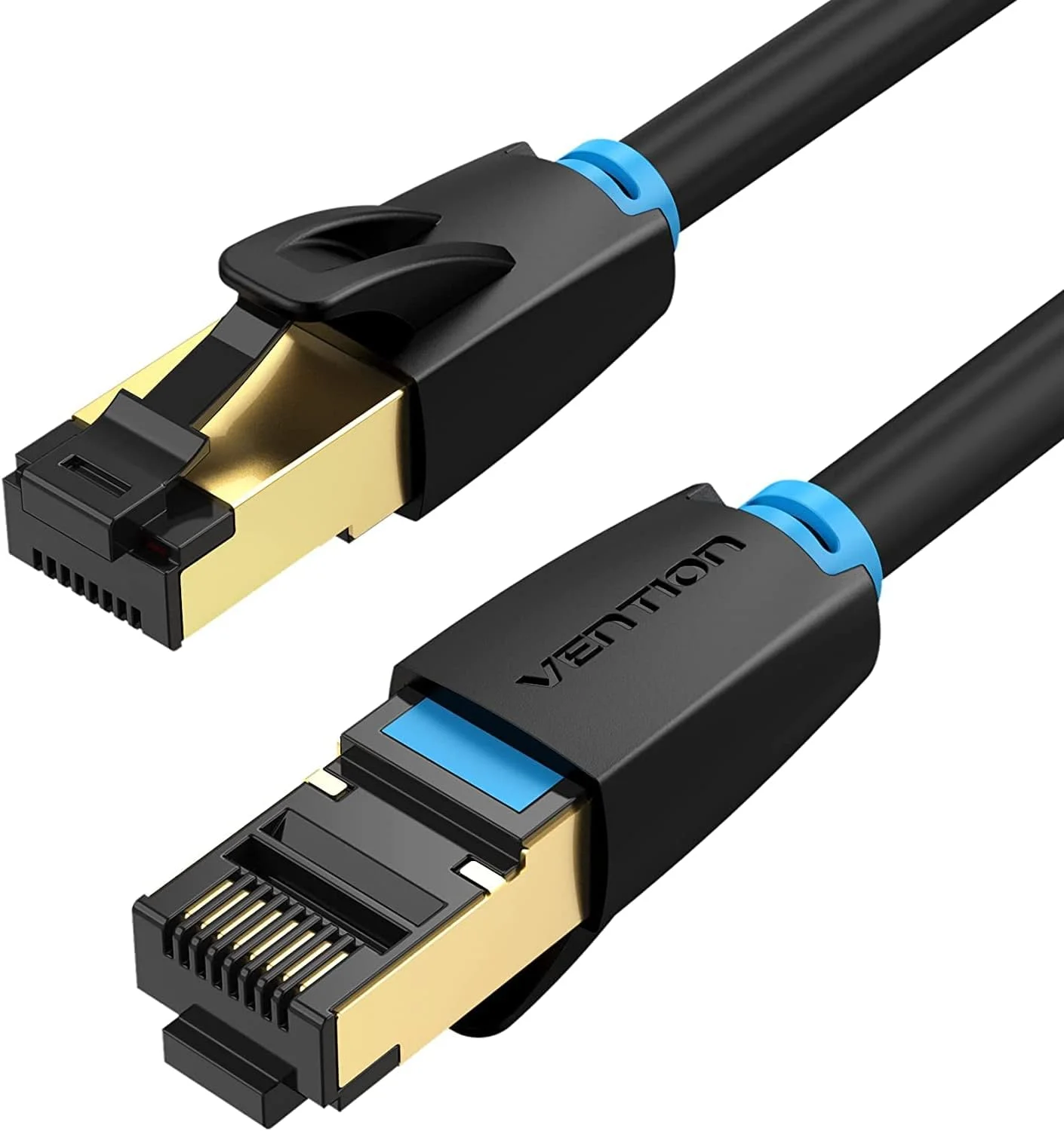 کابل اترنت VENTION Cat 8 با سرعت 40 گیگابیت بر ثانیه و پهنای باند 2000 مگاهرتز، کابل شبکه پچ RJ45 پرسرعت S/FTP زوج به هم تابیده برای سوییچ، روتر، پچ پنل، PS4، Xbox، مرکز داده (Cat.8 SSTP گرد، 1 متر)