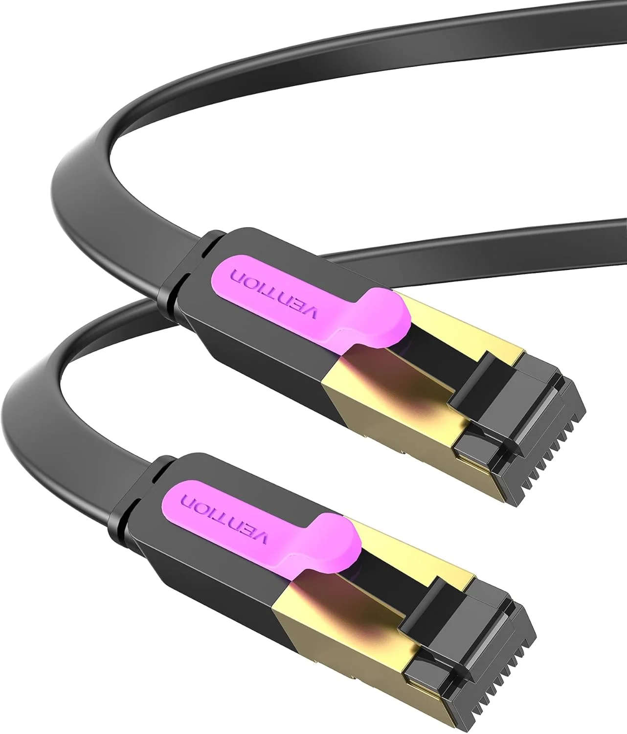 کابل تخت اترنت VENTION CAT 7 RJ45، پچ کورد پرسرعت 10 گیگابیت بر ثانیه @600 مگاهرتز/ثانیه STP، سازگار با سوئیچ، روتر، مودم، پچ پنل، اکسس پوینت، پچ فیلدها (کابل تخت، 0.5 متر)
