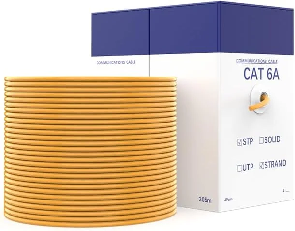 کابل شبکه SFTP Cat6A ونتون، 27AWG، مس بدون اکسیژن، شیلد دوگانه، 10 گیگابیت بر ثانیه، 500 مگاهرتز، روکش PVC، قطر خارجی 6 میلی متر، کابل شبکه پرسرعت 305 متری