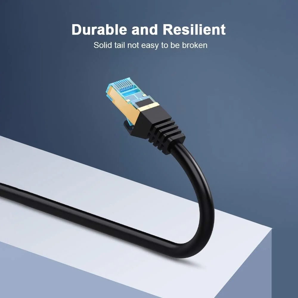 کابل شبکه VENTION Cat 7 اترنت گیگابیتی با سرعت بالا، کابل شبکه تخت RJ45 با محافظ دوگانه برای مصارف خانگی و تجاری - 3 متری
