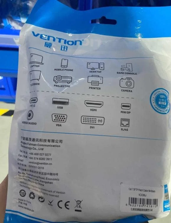 کابل اترنت VENTION Cat 7 با سرعت 10 گیگابیت بر ثانیه و پهنای باند 600 مگاهرتز، کابل پچ شبکه RJ45 با سرعت بالا، کابل شبکه SSTP سازگار با سوئیچ/روتر/مودم/پچ پنل/اکسس پوینت/فیلدهای پچ (Cat.7 SSTP Round، 2 متر)