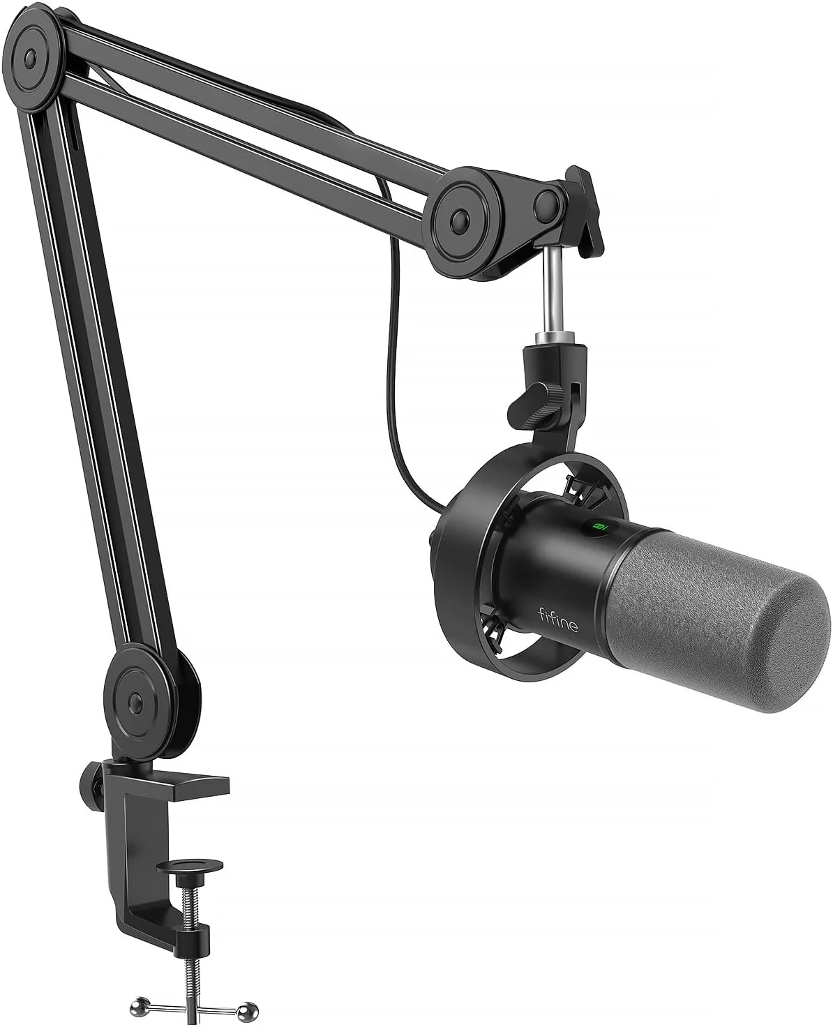 مجموعه میکروفون پادکست داینامیک FIFINE با پایه بازویی، میکروفون XLR/USB استودیویی برای ضبط وکال و استریمینگ، میکروفون فلزی استودیویی با دکمه قطع صدا، جک هدفون، بازوی سنگین - K688T