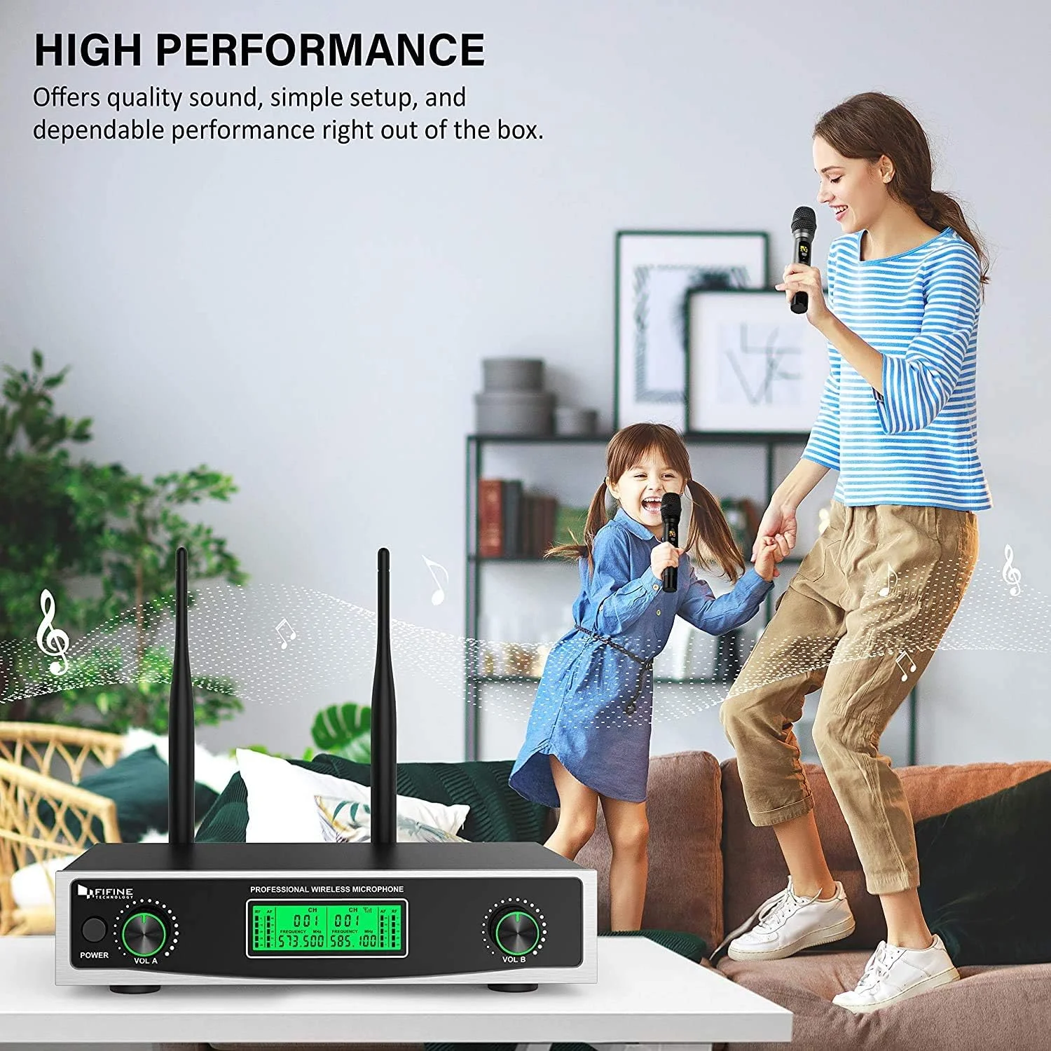 سیستم میکروفون بی سیم FIFINE K040، دو میکروفون دستی بی سیم دینامیک و گیرنده دو کاناله، 50 فرکانس UHF قابل انتخاب برای کارائوکه، مهمانی، دی جی، عروسی، ارائه مدرسه. سیستم میکروفون بی سیم FIFINE K040، دو میکروفون دستی بی سیم دینامیک و گیرنده دو کاناله، 50 فرکانس UHF قابل انتخاب برای کارائوکه، مهمانی، دی جی، عروسی، ارائه مدرسه.