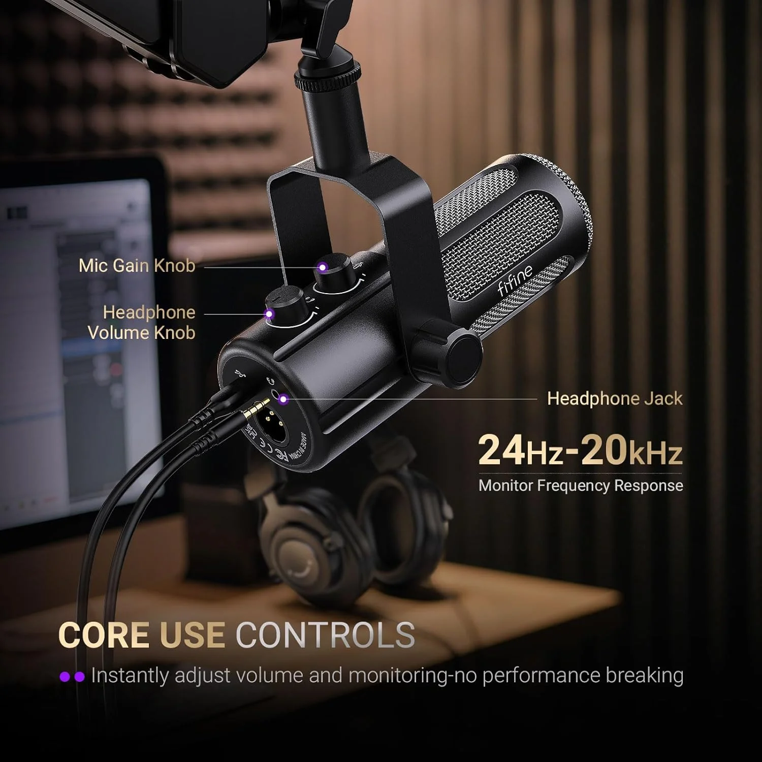 میکروفون پادکست FIFINE، میکروفون دینامیک USB/XLR برای ضبط صدا، پخش زنده، استریمینگ، میکروفون استودیویی PC با قابلیت تنظیم پاسخ فرکانسی، بیصدا کردن با لمس، مانیتورینگ هدفون - AmpliTank TANK6 میکروفون پادکست FIFINE، میکروفون دینامیک USB/XLR برای ضبط صدا، پخش زنده، استریمینگ، میکروفون استودیویی PC با قابلیت تنظیم پاسخ فرکانسی، بیصدا کردن با لمس، مانیتورینگ هدفون - AmpliTank TANK6