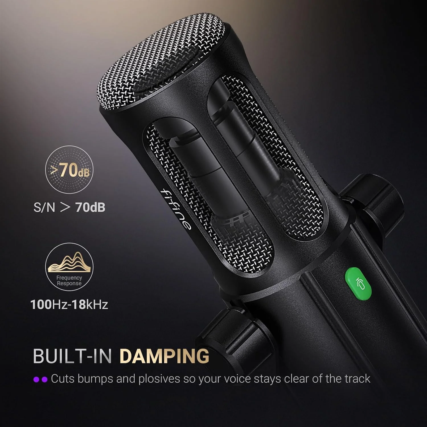 میکروفون پادکست FIFINE، میکروفون دینامیک USB/XLR برای ضبط صدا، پخش زنده، استریمینگ، میکروفون استودیویی PC با قابلیت تنظیم پاسخ فرکانسی، بیصدا کردن با لمس، مانیتورینگ هدفون - AmpliTank TANK6 میکروفون پادکست FIFINE، میکروفون دینامیک USB/XLR برای ضبط صدا، پخش زنده، استریمینگ، میکروفون استودیویی PC با قابلیت تنظیم پاسخ فرکانسی، بیصدا کردن با لمس، مانیتورینگ هدفون - AmpliTank TANK6